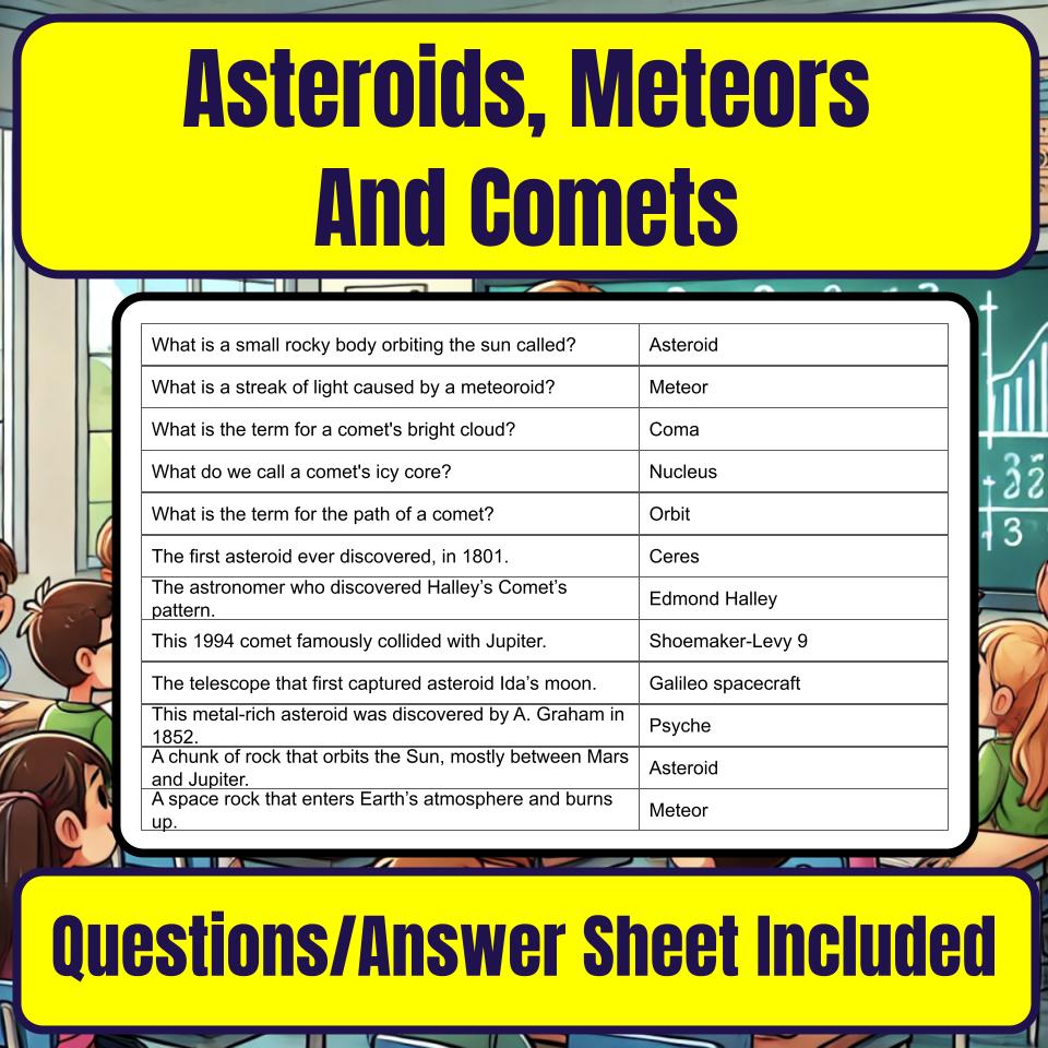 Asteroids, Meteors And Comets Jeopardy Science Review I0064