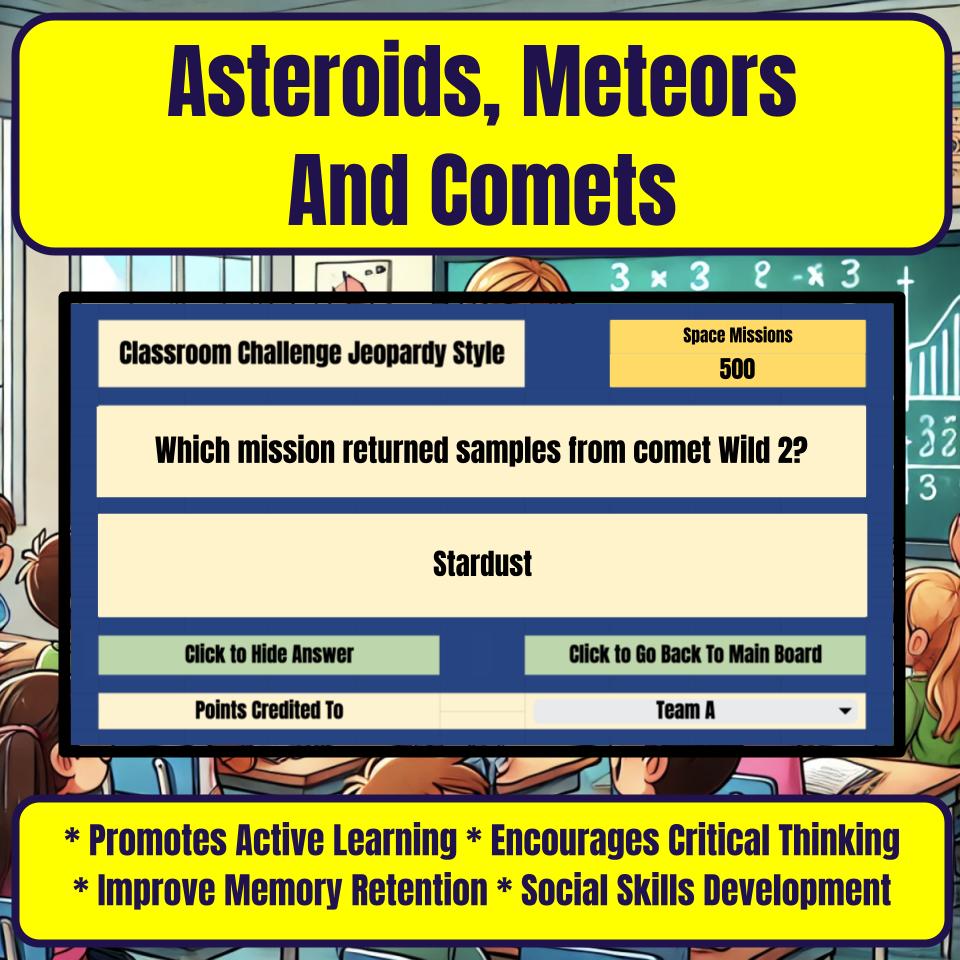Asteroids, Meteors And Comets Jeopardy Science Review I0064