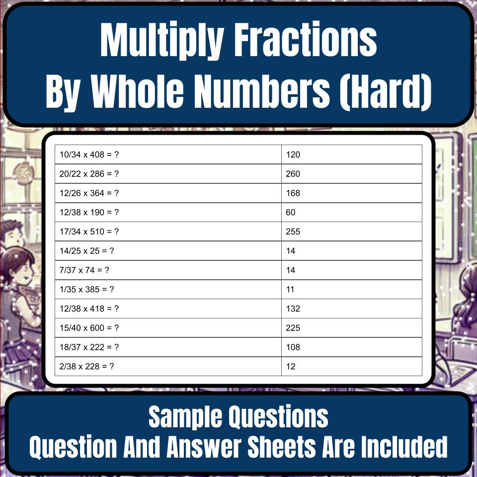 Multiply Fractions By Whole Numbers (Hard) Mystery Picture P0064