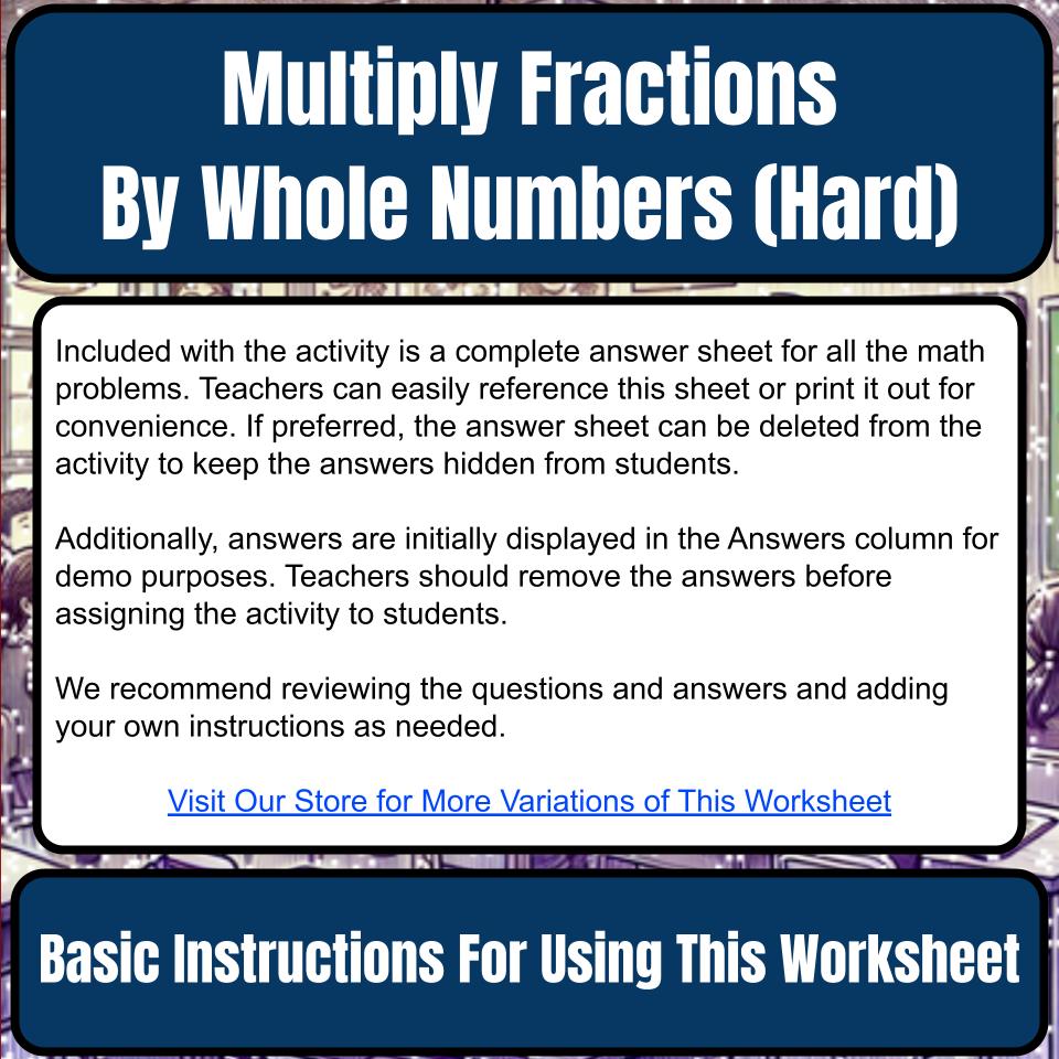 Multiply Fractions By Whole Numbers (Hard) Mystery Picture P0064