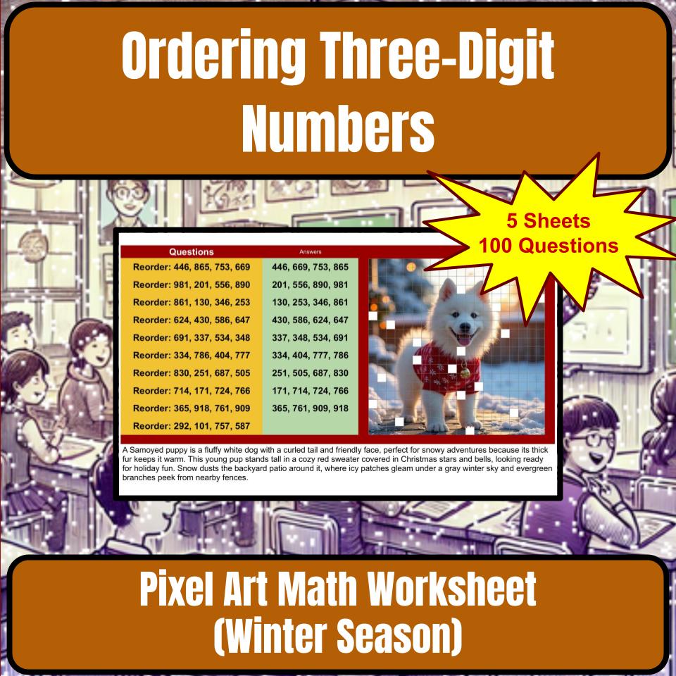Ordering Three-Digit Numbers Mystery Picture Activity Worksheet P0067