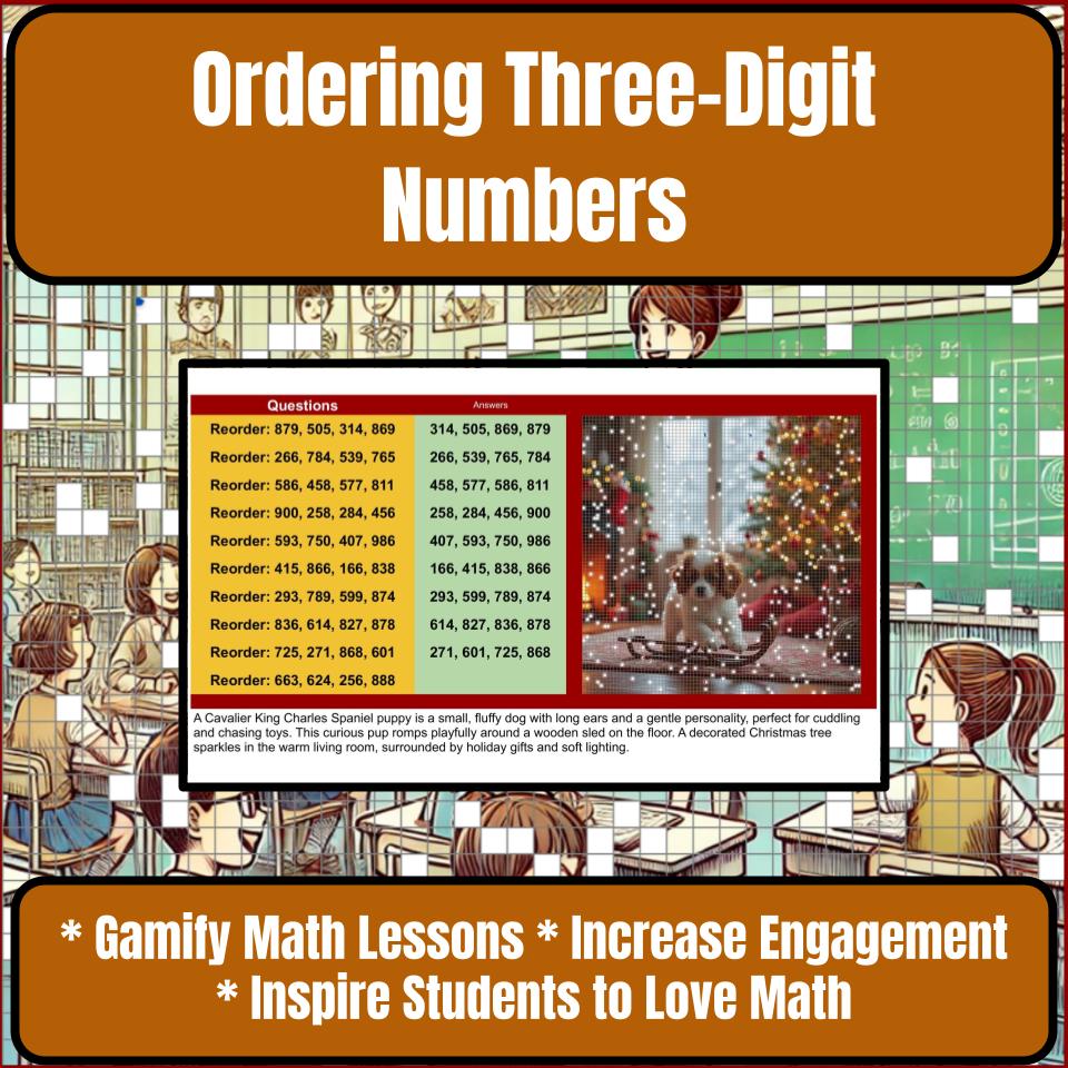 Ordering Three-Digit Numbers Mystery Picture Activity Worksheet P0067