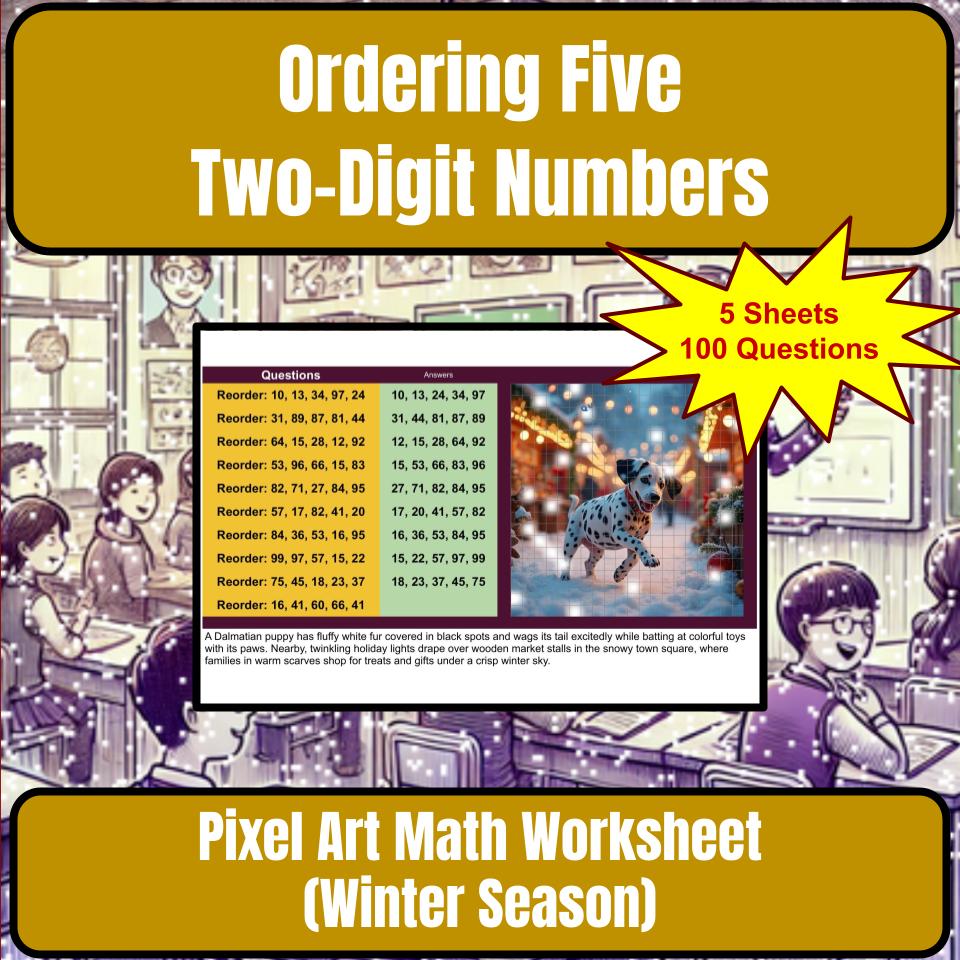 Ordering Five Two-Digit Numbers Mystery Picture Activity Worksheet P0068