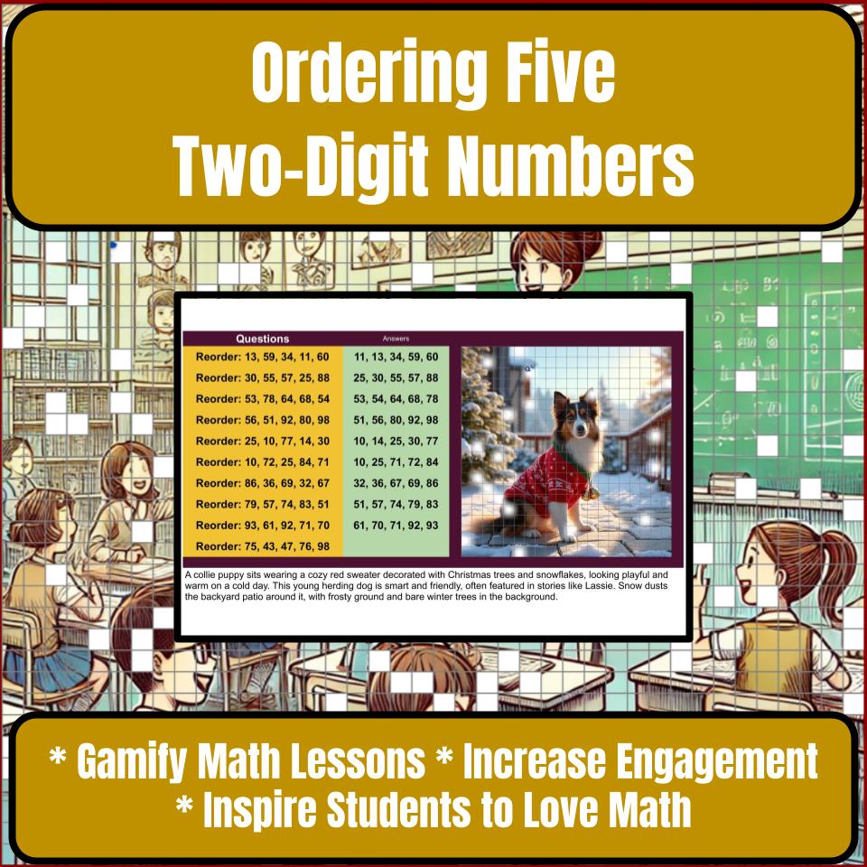 Ordering Five Two-Digit Numbers Mystery Picture Activity Worksheet P0068