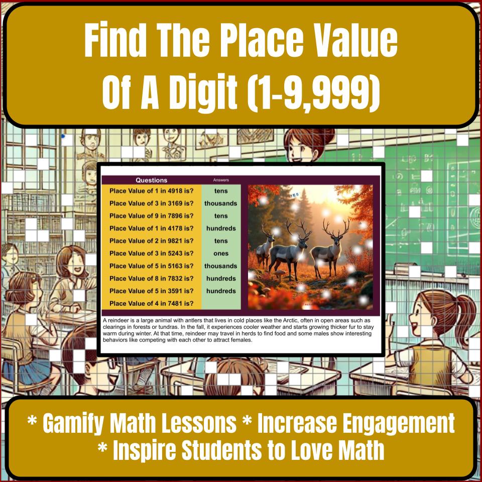 Find The Place Value Of A Digit (1-9,999) Mystery Picture Worksheet P0070