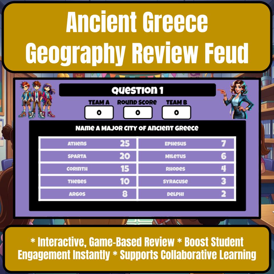 Ancient Greece Geography Family Feud Style Game Social Studies Activity CF0072