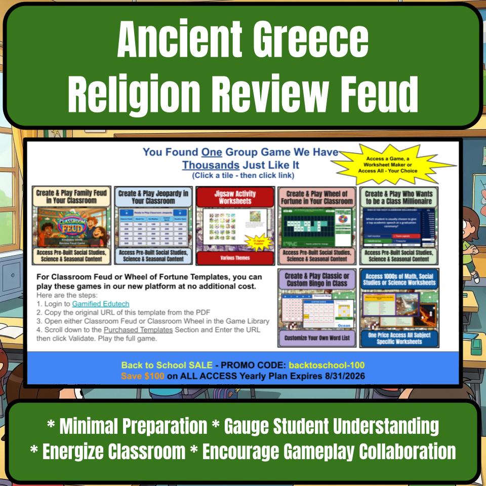 Ancient Greece Religion Family Feud Style Game Social Studies Activity CF0073