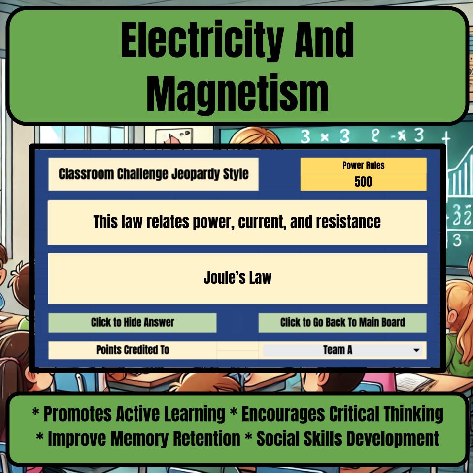 Electricity And Magnetism Jeopardy Science Review I0074