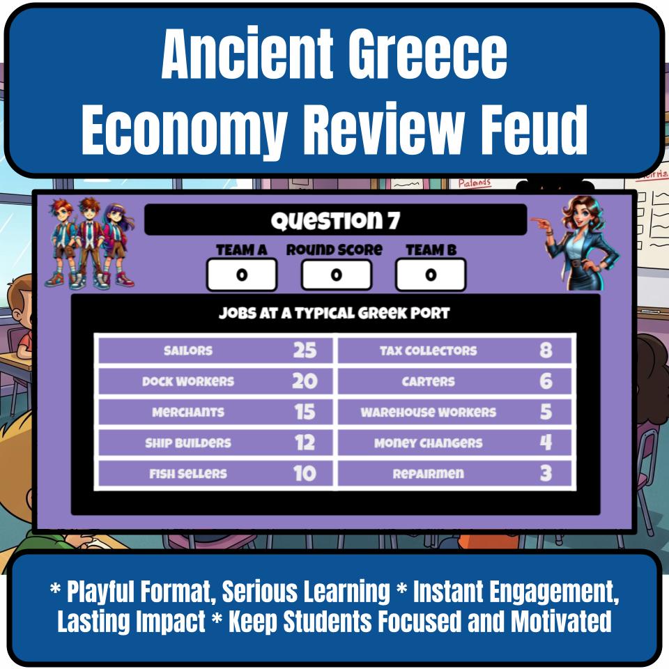 Ancient Greece Economy Family Feud Style Game Social Studies Activity CF0076