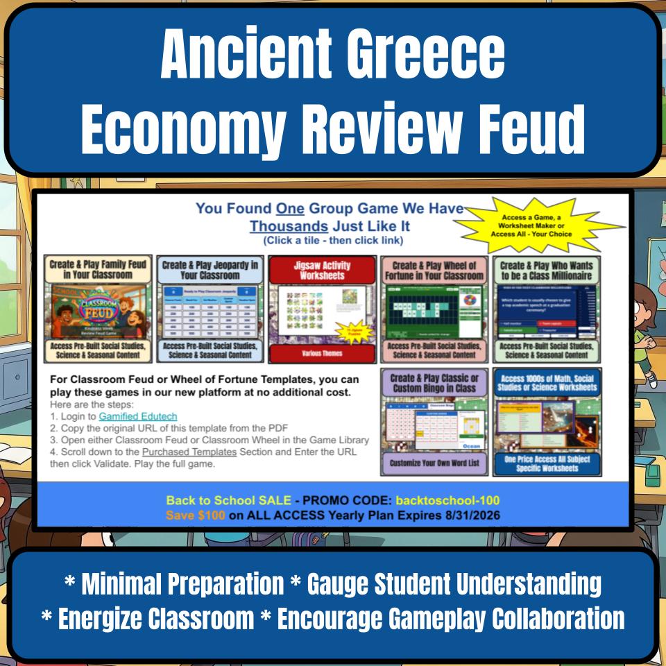 Ancient Greece Economy Family Feud Style Game Social Studies Activity CF0076