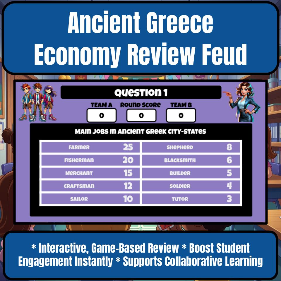 Ancient Greece Economy Family Feud Style Game Social Studies Activity CF0076