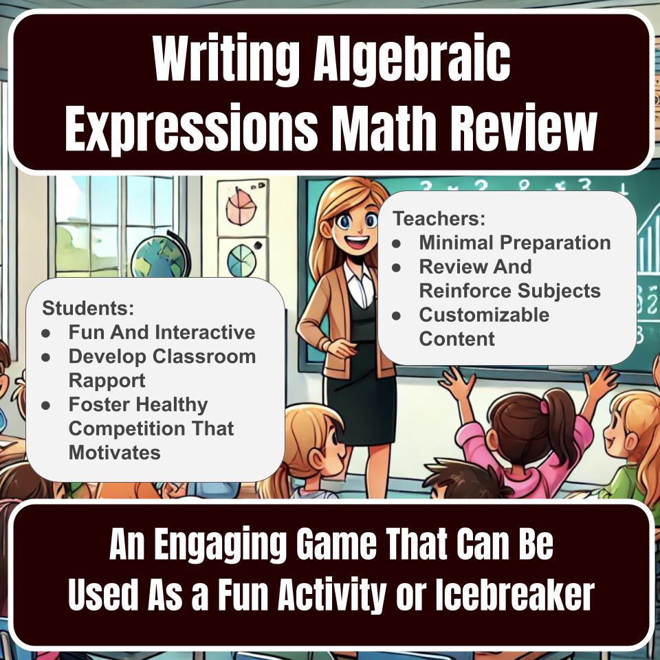 Jeopardy Writing Algebraic Expressions Math Review Activity I0008