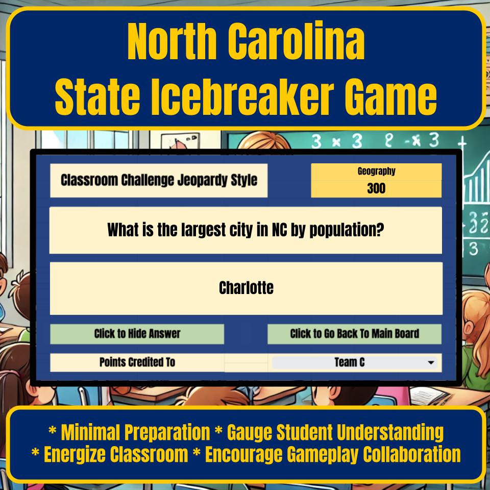 State of North Carolina Jeopardy Game I0009