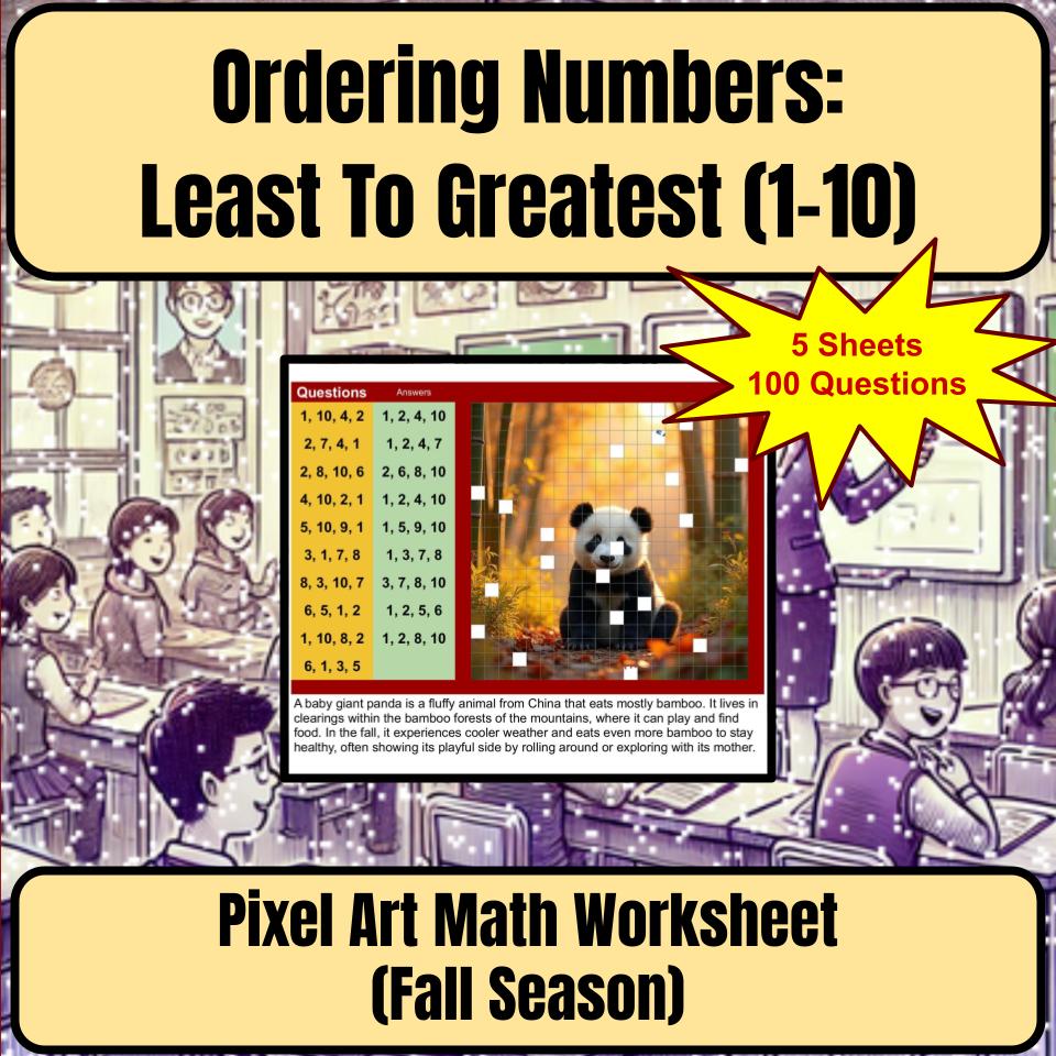 Ordering Numbers: Least To Greatest (1-10) Mystery Picture Worksheet P0090