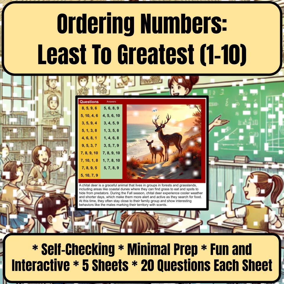 Ordering Numbers: Least To Greatest (1-10) Mystery Picture Worksheet P0090