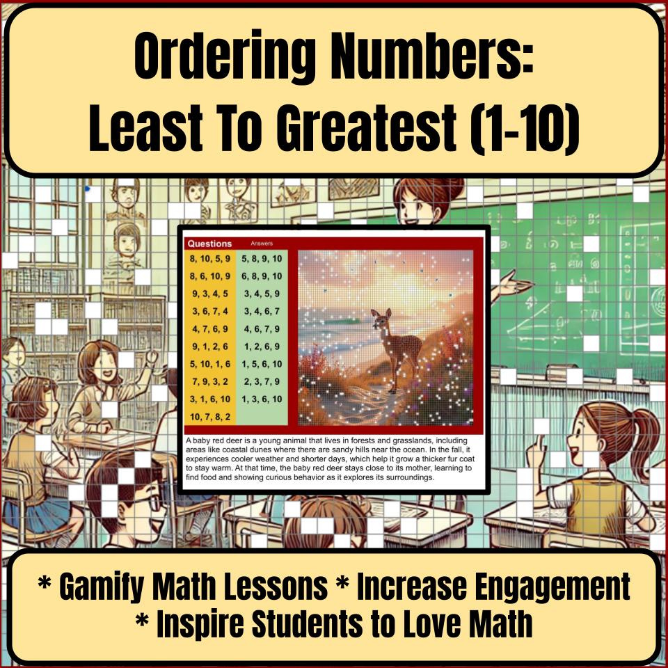 Ordering Numbers: Least To Greatest (1-10) Mystery Picture Worksheet P0090