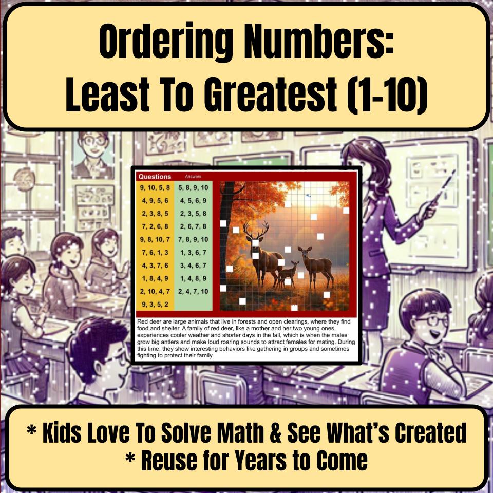 Ordering Numbers: Least To Greatest (1-10) Mystery Picture Worksheet P0090