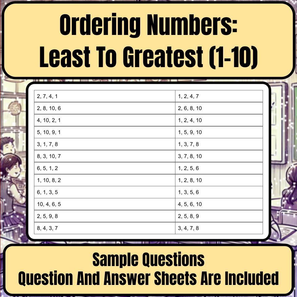 Ordering Numbers: Least To Greatest (1-10) Mystery Picture Worksheet P0090