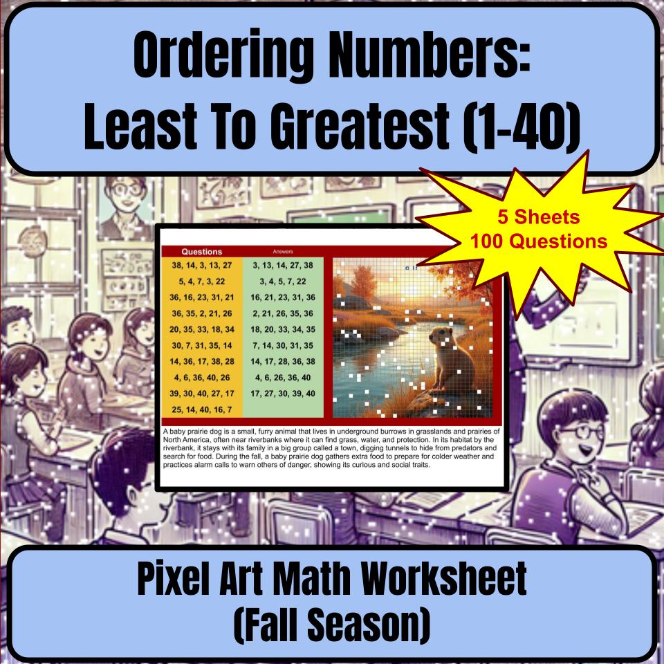 Ordering Numbers: Least To Greatest (1-40) Mystery Picture Worksheet P0093