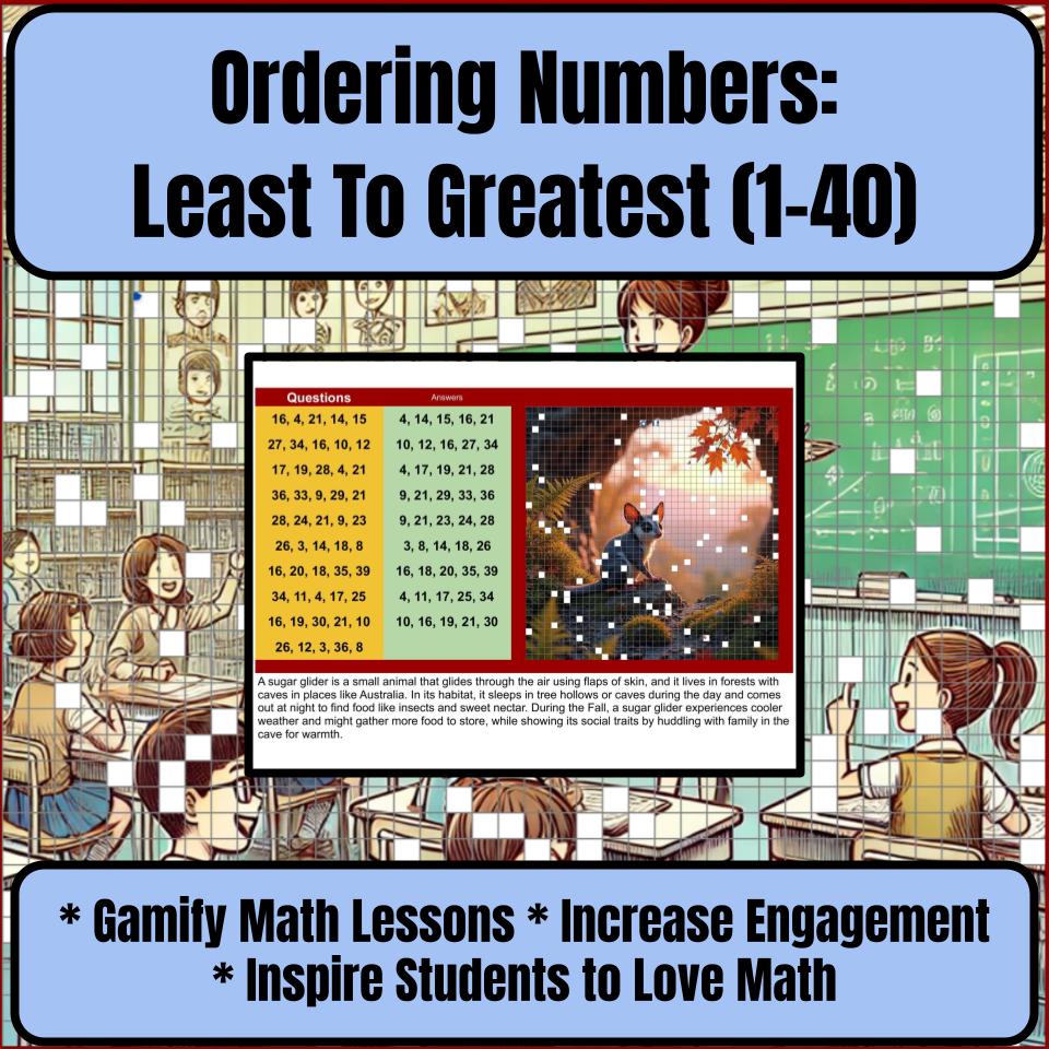 Ordering Numbers: Least To Greatest (1-40) Mystery Picture Worksheet P0093