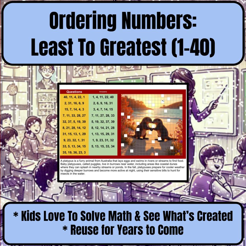Ordering Numbers: Least To Greatest (1-40) Mystery Picture Worksheet P0093