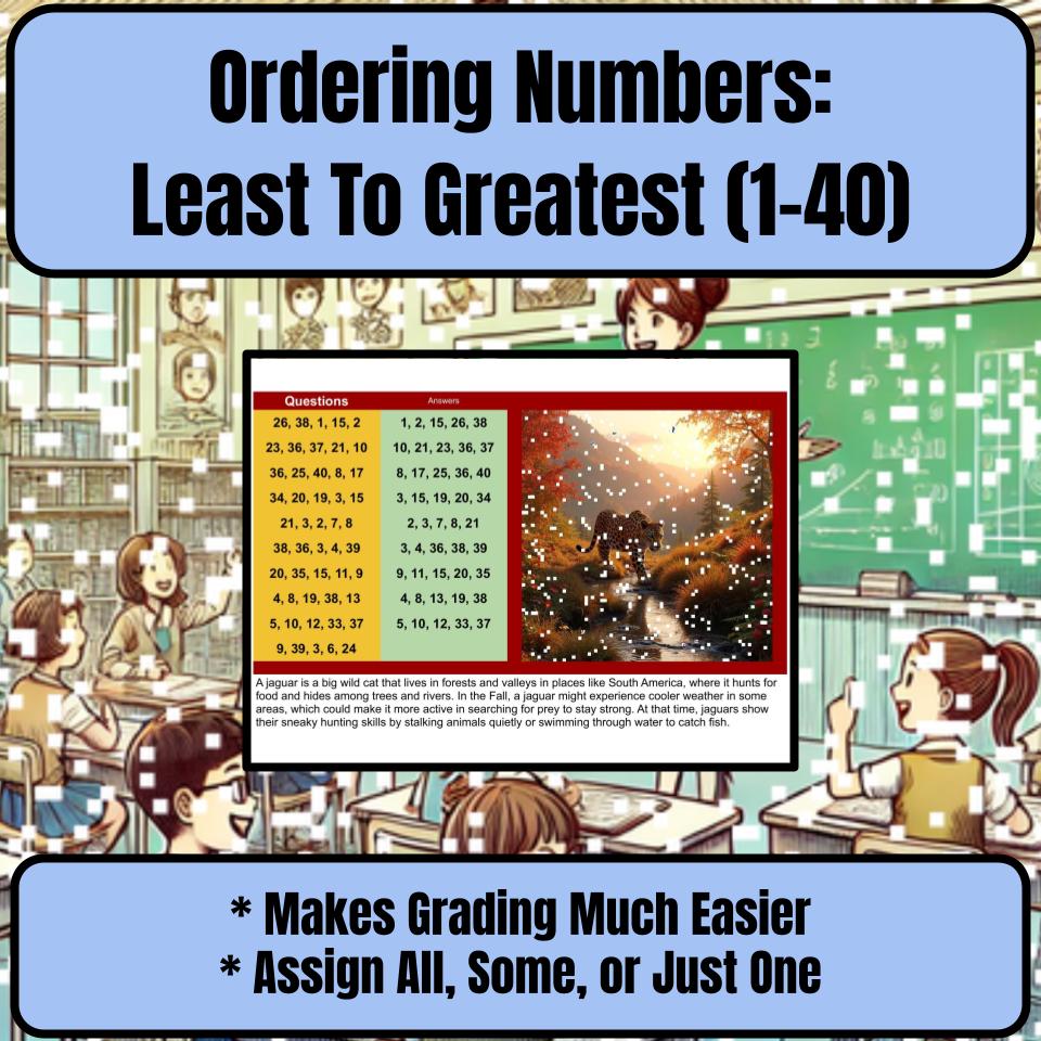 Ordering Numbers: Least To Greatest (1-40) Mystery Picture Worksheet P0093