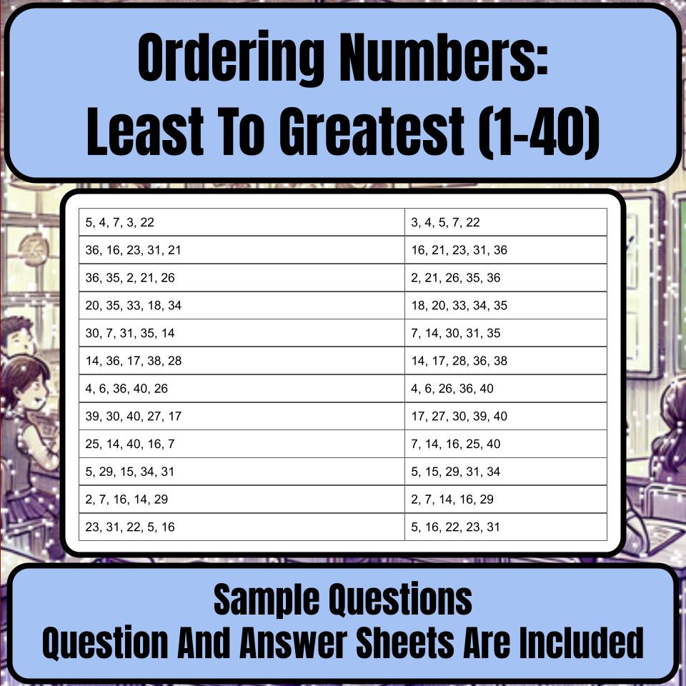Ordering Numbers: Least To Greatest (1-40) Mystery Picture Worksheet P0093