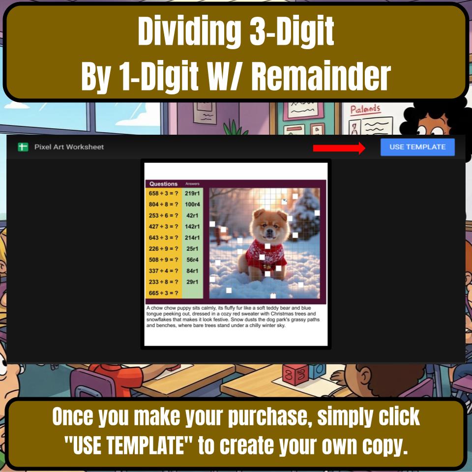 Dividing 3-Digit By 1-Digit W/ Remainder Mystery Picture Worksheet P0097