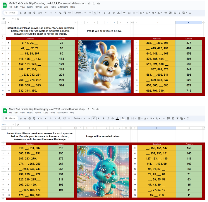 Pixel Art Math Reveal Activity Skip Count Forward 7,9,10 /Reverse Coun ...