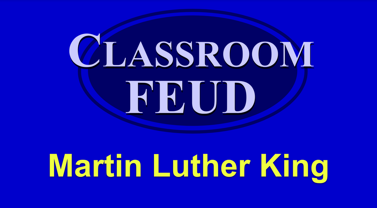 Martin Luther King Day Family Feud Style Google Slides Template - 30 Questions and Answers