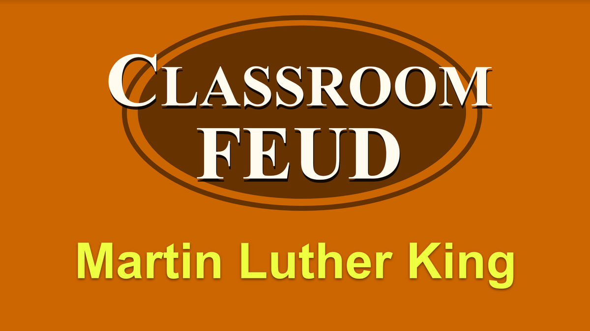 Martin Luther King Day Family Feud Style Google Slides Template - 30 Questions and Answers